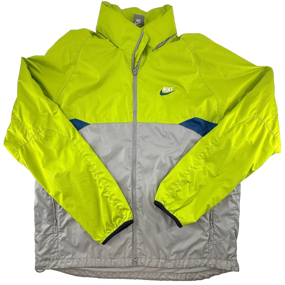 Nike‎ Fit Storm Jacket Mens XL Volt Yellow Gray Windbreaker Full Zip Lightweight